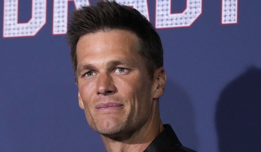 NFL quarterback Tom Brady poses at the premiere of the film &quot;80 for Brady,&quot; Tuesday, Jan. 31, 2023, at the Regency Village Theatre in Los Angeles. Brady announced his retirement from the NFL on social media this morning. (AP Photo/Chris Pizzello) **FILE**