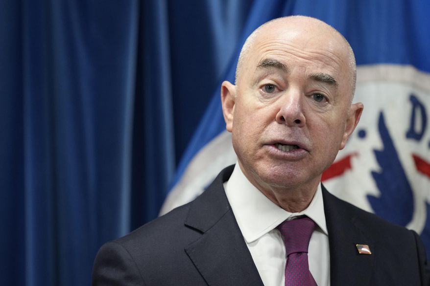 Homeland Security Secretary Alejandro Mayorkas speaks during a news conference in Washington, Thursday, Jan. 5, 2023, on new border enforcement measures to limit unlawful migration, expand pathways for legal immigration, and increase border security. (AP Photo/Susan Walsh) ** FILE **
