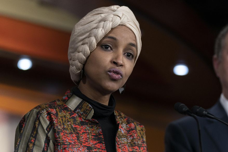 Rep. Ilhan Omar, D-Minn., speaks during a news conference on Capitol Hill in Washington, Jan. 25, 2023, in Washington. (AP Photo/Manuel Balce Ceneta) ** FILE **