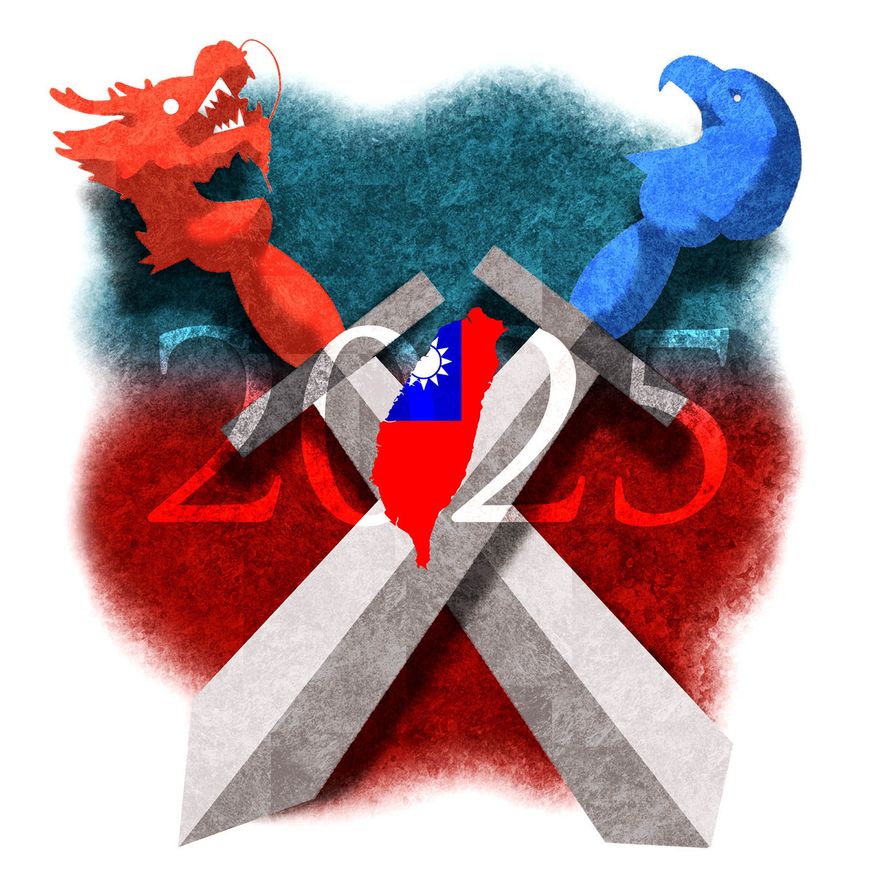 Illustration on war with China by Alexander Hunter/The Washington Times