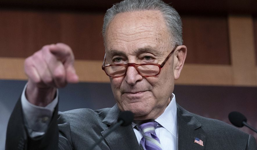 Senate Majority Leader Chuck Schumer, D-N.Y., speaks during a news conference at the Capitol in Washington, Thursday, Feb. 2, 2023. (AP Photo/Jose Luis Magana)