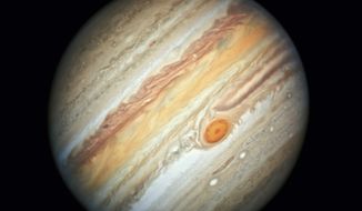 This photo made available by NASA shows the planet Jupiter, captured by the Hubble Space Telescope, on June 27, 2019. On Friday, Feb. 3, 2023, scientists said they have discovered 12 new moons around the gas giant, putting the total count at a record-breaking 92. That&#39;s more than any other planet in our solar system. (NASA, ESA, A. Simon/Goddard Space Flight Center, M.H. Wong/University of California, Berkeley via AP)