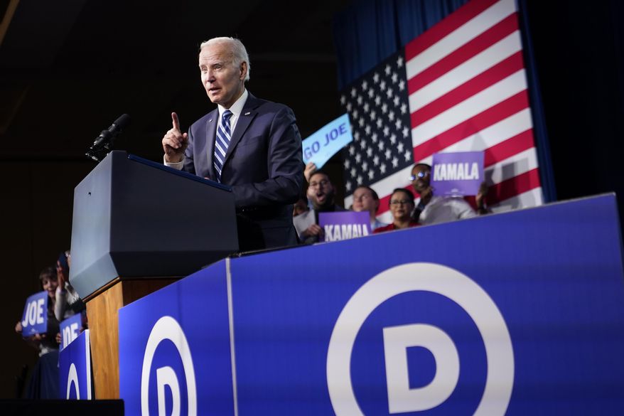 President Joe Biden speaks at the Democratic National Committee Winter Meeting, Friday, Feb. 3, 2023, in Philadelphia. (AP Photo/Patrick Semansky)