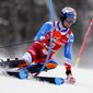 France&#x27;s Clement Noel speeds down the course during an alpine ski, men&#x27;s World Cup slalom in Chamonix, France, Saturday, Feb. 4, 2023. (AP Photo/Pier Marco Tacca)