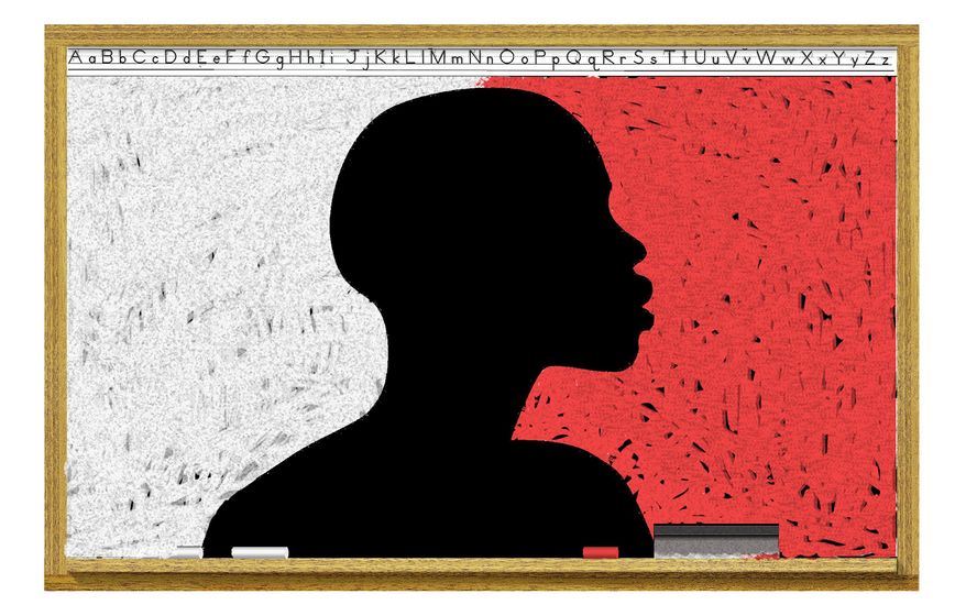 Illustration on Black History education by Alexander Hunter/The Washington Times