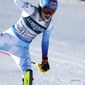 United States&#39; Mikaela Shiffrin fails to complete the slalom portion of an alpine ski, women&#39;s World Championship combined race, in Meribel, France, Monday, Feb. 6, 2023. (AP Photo/Alessandro Trovati)