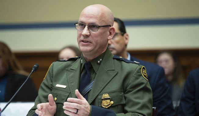 U.S. Customs and Border Protection Chief Patrol Agent John Modlin for the Tucson Sector testifies before the House Committee on Oversight and Accountability on Tuesday, Feb. 7, 2023, in Washington. (AP Photo/Kevin Wolf)