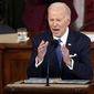 President Joe Biden delivers the State of the Union address to a joint session of Congress at the U.S. Capitol, Tuesday, Feb. 7, 2023, in Washington. (AP Photo/Patrick Semansky)