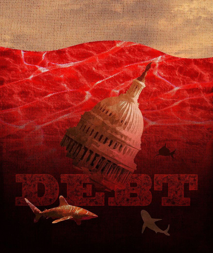 Congress and the debt crisis illustration by Greg Groesch / The Washington Times