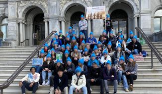 Students and chaperones from Our Lady of the Rosary School in Greenville, South Carolina, said they were told to remove their &quot;Rosary PRO-LIFE&quot; beanies or leave the Smithsonian National Air and Space Museum on Jan. 20, 2023. The group was in Washington, D.C., for the 50th annual March for Life. (Photo courtesy of American Center for Law and Justice)
