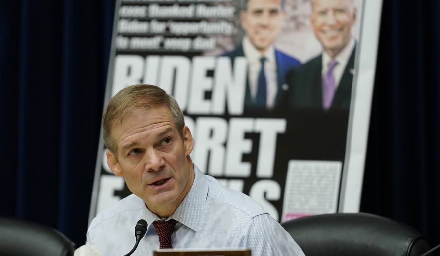 House Judiciary Committee Chair Jim Jordan, R-Ohio, speaks during a House Committee on Oversight and Accountability hearing on Capitol Hill, Wednesday, Feb. 8, 2023, in Washington. (AP Photo/Carolyn Kaster)