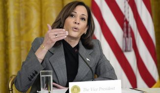 Vice President Kamala Harris speaks during a meeting with the National Governors Association in the East Room, Friday, Feb. 10, 2023, in Washington. (AP Photo/Manuel Balce Ceneta) **FILE**