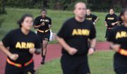 Students in the new Army prep course run around a track during physical training exercises at Fort Jackson in Columbia, S.C., Aug. 27, 2022. The new program prepares recruits for the demands of basic training. The Army is trying to recover from its worst recruiting year in decades, and officials say those recruiting woes are based on traditional hurdles. The Army is offering new programs, advertising and enticements to try to change those views and reverse the decline. (AP Photo/Sean Rayford, File)