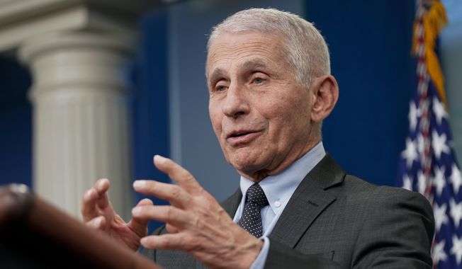Dr. Anthony Fauci, director of the National Institute of Allergy and Infectious Diseases, speaks during a press briefing at the White House, Tuesday, Nov. 22, 2022, in Washington. House Republicans kicked off an investigation Monday, Feb. 13, 2023, into the origins of COVID-19 by issuing a series of letters to current and former Biden administration officials for documents and testimony, including Fauci who until December served as Biden’s chief medical adviser. (AP Photo/Patrick Semansky, File)