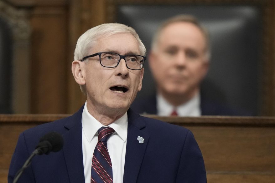 Wisconsin Gov. Tony Evers speaks during the annual State of the State address on Jan. 24, 2023, in Madison, Wis. On Sunday, Feb. 12, Evers' office released more specifics on how he plans to direct tax benefits toward low-income and middle-class Wisconsin earners under his executive budget. (AP Photo/Morry Gash) **FILE**