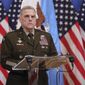 U.S. Joint Chiefs Chairman Gen. Mark Milley speaks during a media conference after a meeting of NATO defense ministers at NATO headquarters in Brussels, Tuesday, Feb. 14, 2023. (AP Photo/Olivier Matthys)