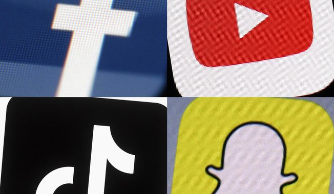 This combination of 2017-2022 photos shows the logos of Facebook, YouTube, TikTok and Snapchat on mobile devices. Ohio&#x27;s governor wants the state to require parental consent for kids under 16 to get new accounts on TikTok, Snapchat and other social media platforms. Republican Gov. Mike DeWine&#x27;s two-year budget proposal, Tuesday, Feb. 14, 2023 would create a law that social media companies must obtain a parent&#x27;s permission for children to sign up for social media and gaming apps. (AP Photo, File)