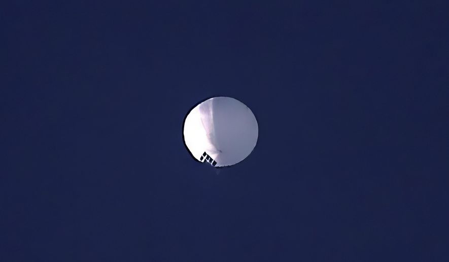 A high altitude balloon floats over Billings, Mont., Feb. 1, 2023. (Larry Mayer/The Billings Gazette via AP, File)