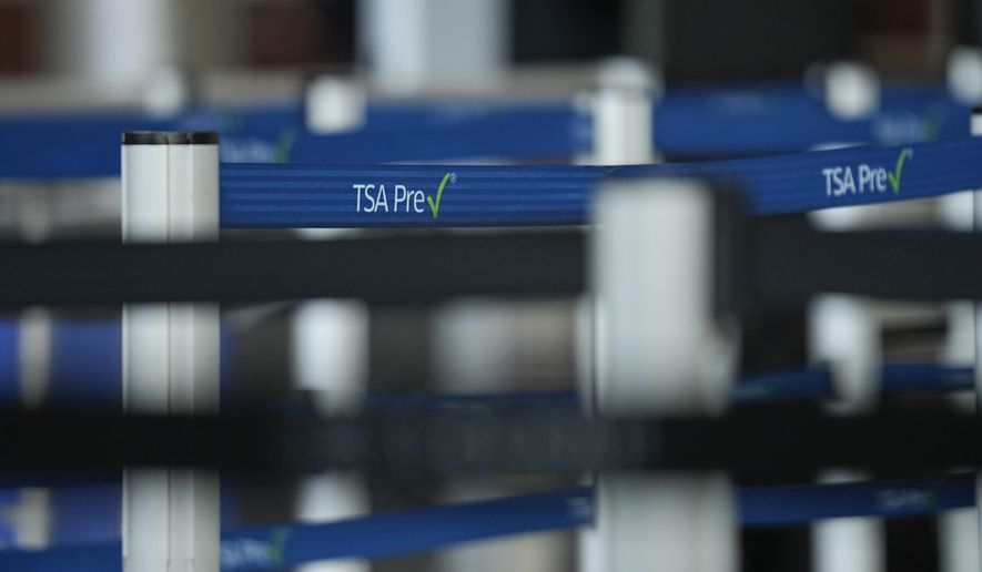 A rope showing a Transportation Security Administration tag at the Hartsfield-Jackson Atlanta International Airport on Wednesday, Jan. 25, 2023, in Atlanta. (AP Photo/Brynn Anderson)
