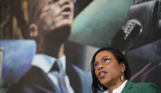 Ilyasah Shabazz, a daughter of Malcolm X, speaks during a news conference at the Malcolm X &amp; Dr. Betty Shabazz Memorial and Educational Center in New York, Tuesday, Feb. 21, 2023. Some of Malcom X&#x27;s family members and their attorneys announced their intent to sue governmental agencies for Malcom X&#x27;s assassination and the fraudulent concealment of evidence surrounding the murder. In 1965, the minister and civil rights activist was shot to death inside Harlem&#x27;s Audubon Ballroom in New York. (AP Photo/Seth Wenig)