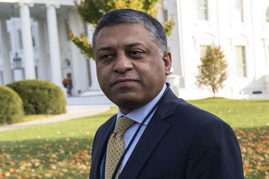Dr. Rahul Gupta, the director of the White House Office of National Drug Control Policy, walks at the White House on Nov. 18, 2021, in Washington. Gupta announced Tuesday, Feb. 21, 2023, that states would be encouraged to submit proposals for how to use money from Medicaid funds to combat addiction and other medical services for people at state jails and prisons in an effort to help some of those most at risk of dying in the nation&#x27;s overdose epidemic. (AP Photo/Alex Brandon, File)