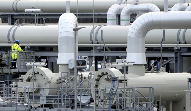 FILE - Pipes at the landfall facilities of the &#x27;Nord Stream 2&#x27; gas pipline are pictured in Lubmin, northern Germany, on Feb. 15, 2022. Russia clashed with the United States and other Western nations Tuesday, Feb. 21, 2023 over the Kremlin’s call for a U.N. investigation of last September’s sabotage of the Nord Stream 1 and 2 gas pipelines from Russia to Western Europe. (AP Photo/Michael Sohn, File)