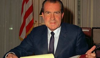 President Richard M. Nixon hosted the largest dinner in White House history in 1973, to honor the final Vietnam War POWs freed under the accord ending the war.(AP Photo/File)