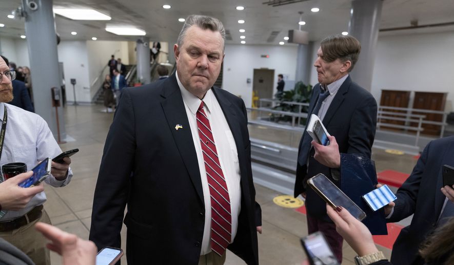 Sen. Jon Tester, D-Mont., talks to reporters after a closed-door briefing on the Chinese surveillance balloon that flew over the United States and was shot down off the coast of South Carolina, at the Capitol in Washington, Feb. 9, 2023. Tester says he&#x27;ll seek reelection to a fourth term in 2024. The Democrat&#x27;s announcement on Wednesday, Feb. 22, 2023, boosts his party&#x27;s chances of holding the seat as it tries to hang on to a narrow Senate majority. (AP Photo/J. Scott Applewhite, File)
