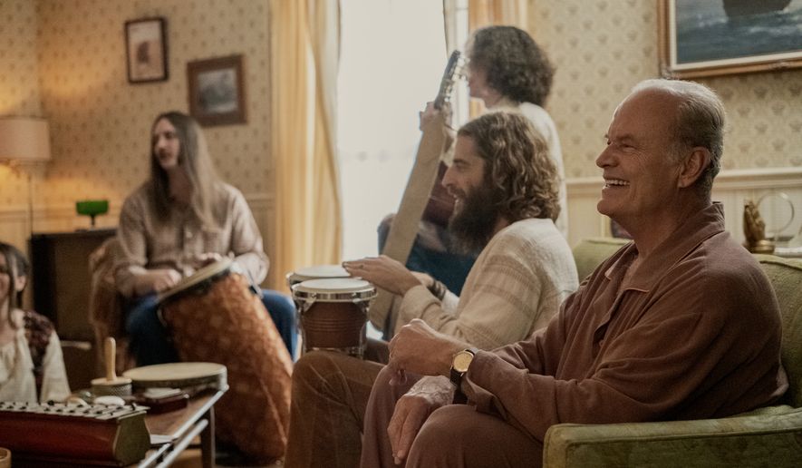 Hippie-turned-evangelist Lonnie Frisbee (actor Jonathan Roumie of &quot;The Chosen&quot;) and friends surprise the Rev. Chuck Smith (actor Kelsey Grammer, &quot;Fraser&quot;) as a straitlaced clergyman encounters a &quot;Jesus Revolution.&quot; (Photo courtesy of Lionsgate, used by permission.)