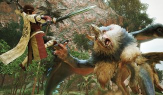 A hunter battles a ferocious creature in Monster Hunter Rise, now available for the Xbox Series S. (Courtesy Capcom)