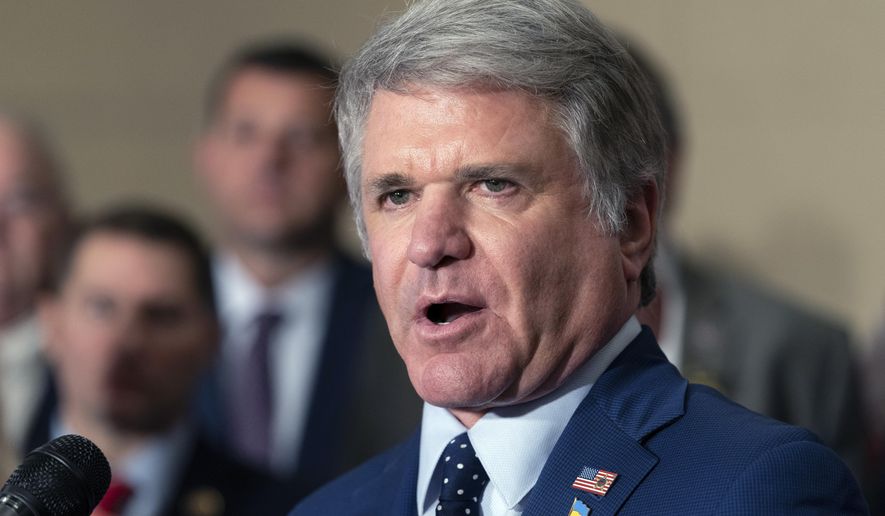 Rep. Michael McCaul, R-Texas, speaks during a Republican news conference ahead of the State of the Union, March 1, 2022, on Capitol Hill in Washington. A senior Republican lawmaker on Sunday criticized the Biden administration for not sending F-16 fighter jets to Ukraine, as tensions simmer about whether China could send weapons to help Russia in the year-long war. McCaul, chairman of the House Foreign Relations Committee, told ABC&#x27;s “This Week” that planes and long-range artillery could help end the war on a faster timeline. (AP Photo/Jacquelyn Martin, File)