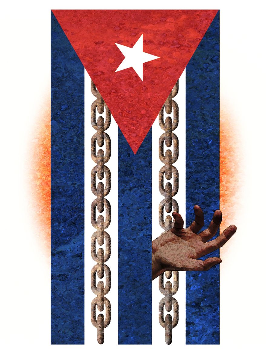 Illustration on Cuba&#x27;s oppression on afro-cubans by Alexander Hunter/The Washington Times