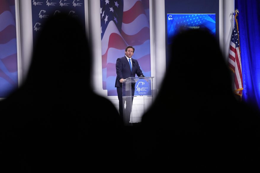 Florida Gov. Ron DeSantis speaks at an annual leadership meeting of the Republican Jewish Coalition, Nov. 19, 2022, in Las Vegas. DeSantis has emerged as a political star early in the 2024 presidential election season even as he ignores many conventions of modern politics. (AP Photo/John Locher, File)