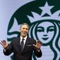 Starbucks CEO Howard Schultz speaks at the Starbucks annual shareholders meeting on March 22, 2017, in Seattle. Sen. Bernie Sanders is raising the stakes in his effort to get Schultz to testify at a Senate hearing about an ongoing unionization effort at the company, saying the Senate Labor Committee will vote March 8, 2023, on whether to issue a subpoena to Schultz. (AP Photo/Elaine Thompson, File)