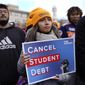 Student debt relief advocates gather outside the Supreme Court on Capitol Hill in Washington, Tuesday, Feb. 28, 2023. (AP Photo/Patrick Semansky) ** FILE **