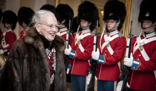 Denmark&#x27;s Queen Margrethe II arrives for the New Year&#x27;s levee for officers from the Norwegian Armed Forces and the National Emergency Management Agency, at Christiansborg Palace in Copenhagen, Wednesday Jan. 4, 2023. Denmark’s Queen Margrethe II, whose half-century reign makes her Europe’s longest-serving monarch, was Thursday, March 2, 2023, discharged from a Copenhagen hospital after undergoing “a successful back operation last week,” the palace said. (Mads Claus Rasmussen/Ritzau Scanpix via AP, File)