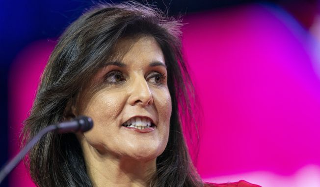 Former Ambassador to the United Nations Nikki Haley speaks at the Conservative Political Action Conference, CPAC 2023, Friday, March 3, 2023, at National Harbor in Oxon Hill, Md. (AP Photo/Alex Brandon)