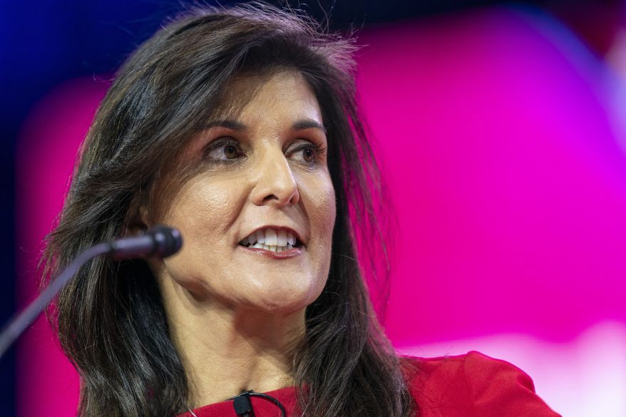 Former Ambassador to the United Nations Nikki Haley speaks at the Conservative Political Action Conference, CPAC 2023, Friday, March 3, 2023, at National Harbor in Oxon Hill, Md. (AP Photo/Alex Brandon)