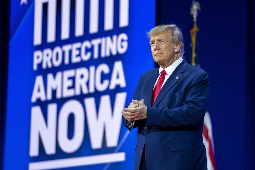Former President Donald Trump arrives to speak at the Conservative Political Action Conference, CPAC 2023, Saturday, March 4, 2023, at National Harbor in Oxon Hill, Md. (AP Photo/Alex Brandon)