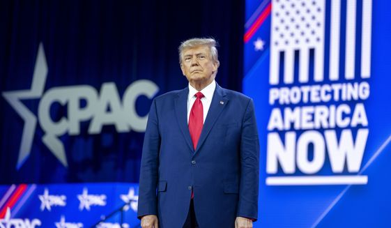 Former President Donald Trump arrives to speak at the Conservative Political Action Conference, CPAC 2023, Saturday, March 4, 2023, at National Harbor in Oxon Hill, Md. (AP Photo/Alex Brandon)