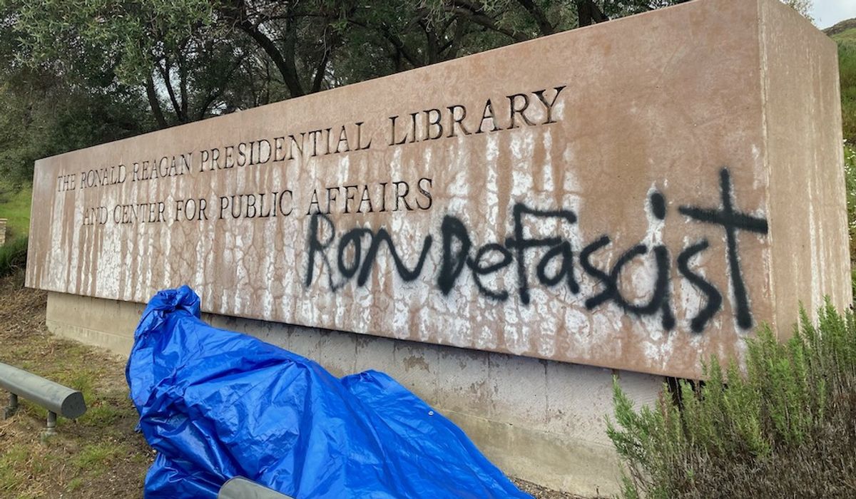 NextImg:Ronald Reagan Presidential Library defaced ahead of DeSantis speech