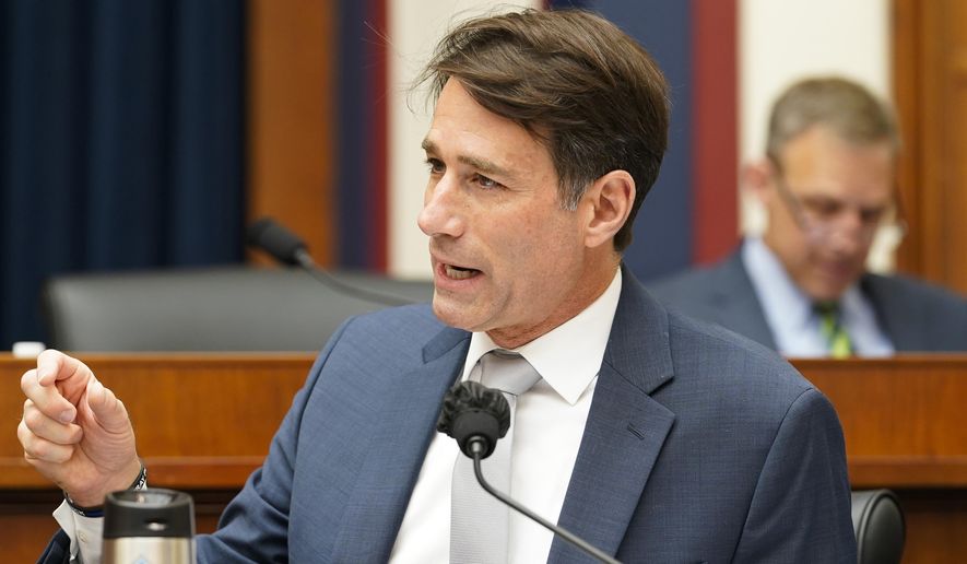U.S. Rep. Garret Graves, R-La., left, speaks on Capitol Hill in Washington, May 18, 2022. Graves, who was long considered a possible candidate for Louisiana governor in 2023 announced Tuesday, March 7, 2023, that he would not run for the position. (AP Photo/Mariam Zuhaib, File)