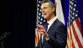 California Gov. Gavin Newsom delivers his annual State of the State address in Sacramento, Calif., Tuesday, March 8, 2022. Newsom will not deliver a State of the State address this year. Instead, he will tour the state to highlight his major policy proposals. (AP Photo/Rich Pedroncelli, File)