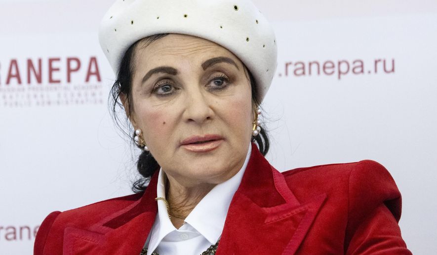 Irina Viner, head coach of the Russian national team, president of the Russian Rhythmic Gymnastics Federation attends the 2019 Gaidar Economic Forum in Moscow, Russia, on Jan. 15, 2019. Viner, whose athletes won numerous Olympic gold medals has been suspended, in a decision published late Monday, March 6, 2023 following vehement criticism of judges who ended Russia&#x27;s winning streak in rhythmic gymnastics at the Tokyo Olympics. (AP Photo/Alexander Zemlianichenko, File)