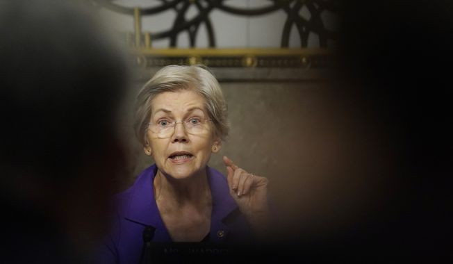 Sen. Elizabeth Warren, D-Mass., speaks during a Senate Armed Services Committee hearing on Capitol Hill, Tuesday, March 7, 2023, in Washington. (AP Photo/Carolyn Kaster) **FILE**