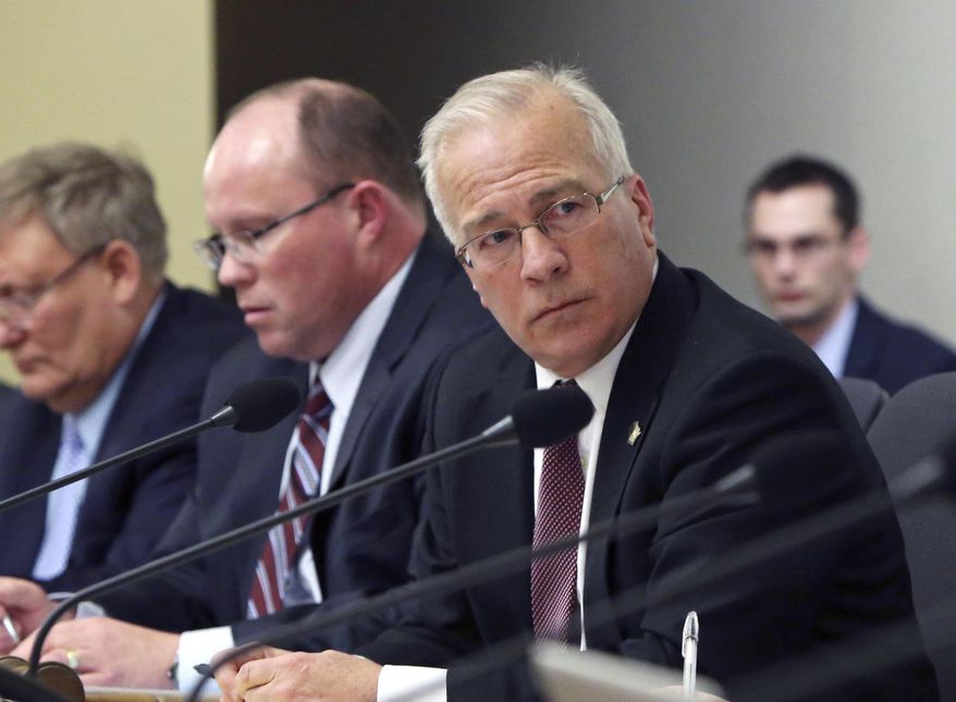 In this Feb. 24, 2015, file photo, Wisconsin state Sen. Steve Nass, R-Whitewater, is seen during a hearing at the state Capitol in Madison, Wis. Wisconsin Republicans are preparing to again block a new policy from Democratic Gov. Tony Evers that requires students to get vaccinated twice against meningitis and tightening student chickenpox vaccination mandates. (Amber Arnold/Wisconsin State Journal via AP, file)