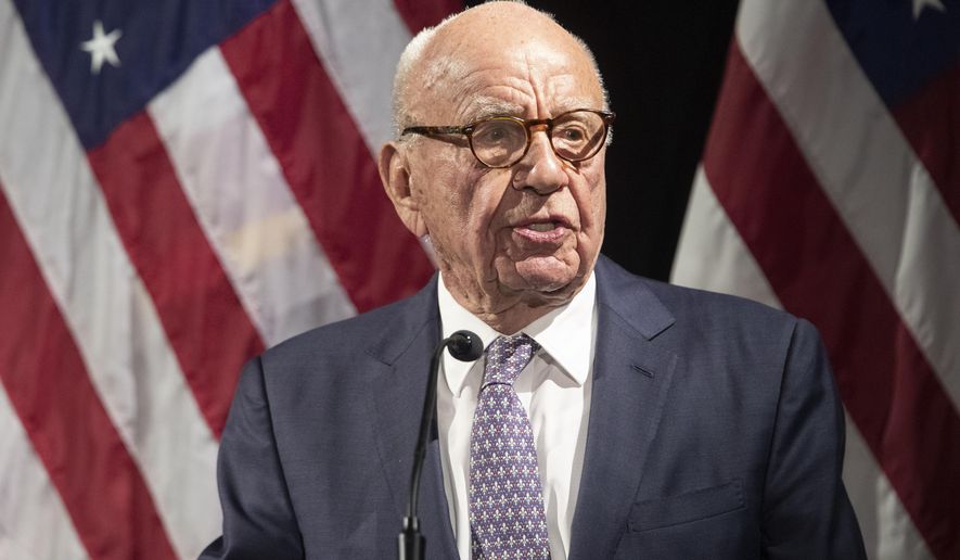 Rupert Murdoch introduces Secretary of State Mike Pompeo during the Herman Kahn Award Gala, in New York, Oct. 30, 2018. A voting technology company suing Fox News is arguing that Fox Corp. leaders Rupert and Lachlan Murdoch played a leading role in deciding to air false claims that the technology helped “steal” the 2020 presidential election from former President Donald Trump, according to a filing Monday, March 6, 2023. (AP Photo/Mary Altaffer, File)
