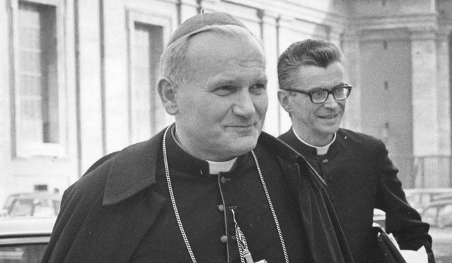 Karol Cardinal Wojtyla, archbishop of Krakow, Poland, foreground, arrives to take part in Oct. 22, 1971 working session of the World Synod of Bishops at the Vatican. Pope St. John Paul II knew about sexual abuse of children by priests under his authority and sought to conceal it when he was an archbishop in his native Poland, according to a television news report. In a story that aired late Monday, March 6, 2023, Polish channel TVN24 named three priests whom the future pope then known as Archbishop Karol Wojtyla had moved among parishes during the 1970s, including one who was sent to Austria, after they were accused of abusing minors. (AP Photo/Gianni Foggia)