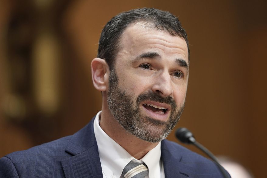 FILE - Daniel Werfel testifies before the Senate Finance Committee during his confirmation hearing to be the Internal Revenue Service Commissioner, Wednesday, Feb. 15, 2023, on Capitol Hill in Washington. (AP Photo/Mariam Zuhaib, File)