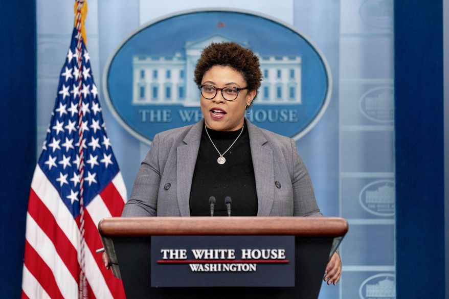Office of Management and Budget Director Shalanda Young speaks at a press briefing at the White House in Washington, Friday, March 10, 2023. (AP Photo/Andrew Harnik)
